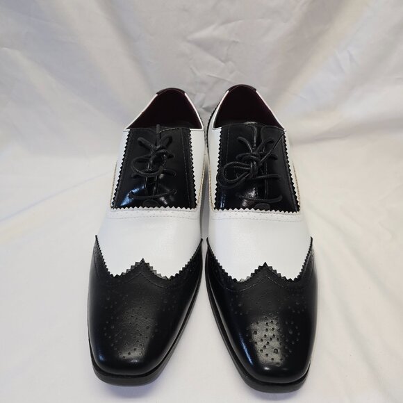 Lace Up Oxford Dress Shoe in Black & White, Men's EU Size 45, New - Picture 2 of 8